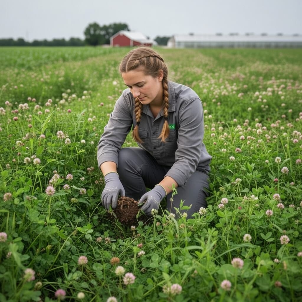 Hands holding soil on a working farm